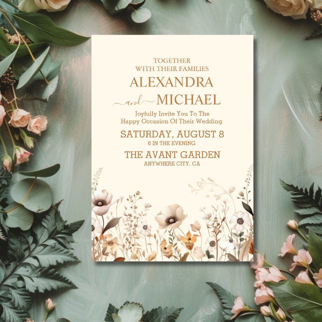 Invitación Naranja ruso Boho Watercolor Boda de Rubor (Subido por el creador)