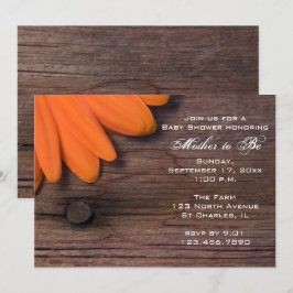 Invitación Naranja ruso Daisy Baby Shower
