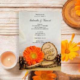 Invitación Naranja ruso Daisy Woodland Boda