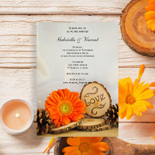 Invitación Naranja ruso Daisy Woodland Boda