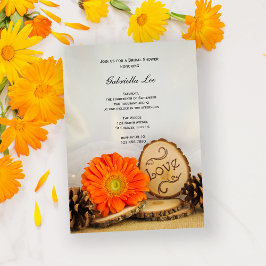 Invitación Naranja ruso Daisy Woodland Bridal Shower