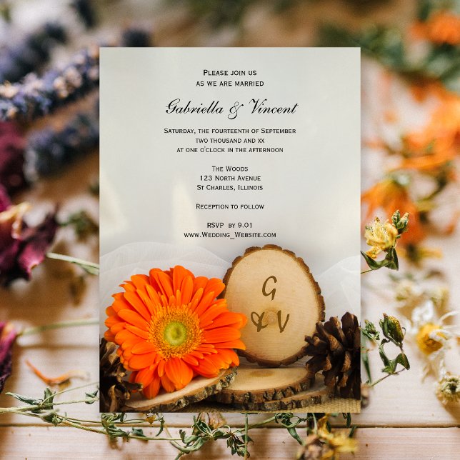 Invitación Naranja ruso Daisy Woods Boda (Subido por el creador)