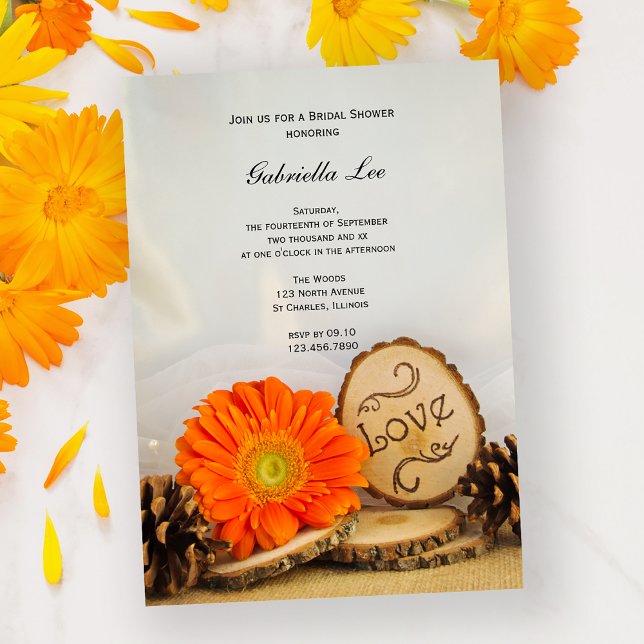 Invitación Naranja ruso Daisy Woods Ducha nupcial (Subido por el creador)