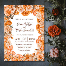 Invitación Naranja Rústico Boda floral