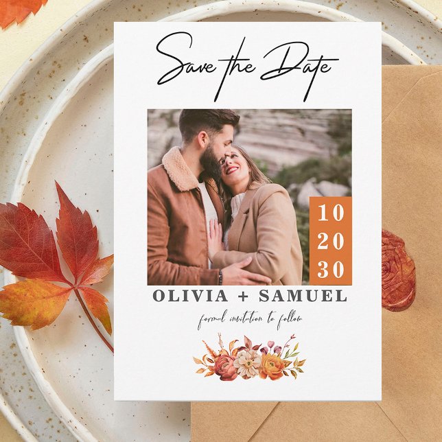 Invitación Naranja rústico Boda fotográfica de otoño salva la (Subido por el creador)