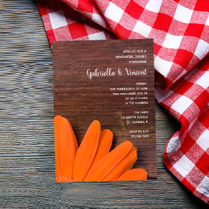 Invitación Naranja Rústico Daisy Barn Boda Ensayo Cena