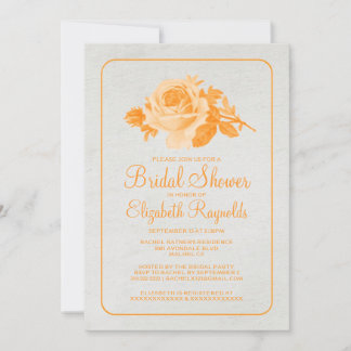 Invitación Naranja Rústico/Flor/Ducha nupcial invita