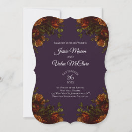 Invitación Naranja rústico Purple Fall Elegante Boda