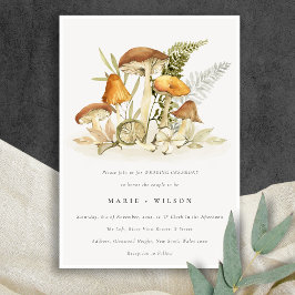 Invitación Naranja Rústico Rust Mushroom Fern Foliage Boda