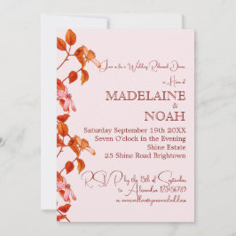 Invitación Naranja Rústico Terracota Boda rosa ensayo