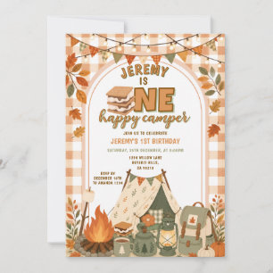 Invitación Naranja S’mores Campamento Chico Campista Fiesta G