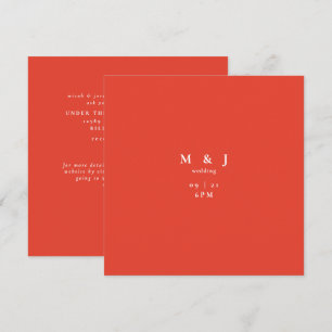 Invitación Naranja Sangre Elegante y Simple Boda Cuadrada Mod