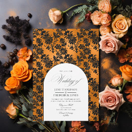 Invitación Naranja Shabby y Moda de Bodas góticos negros