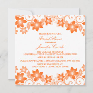 Invitación Naranja Simple Floral Bridal Shower Invite
