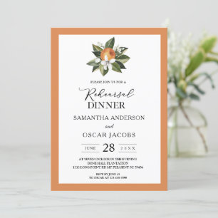 Invitación Naranja simple moderno y hoja verde 