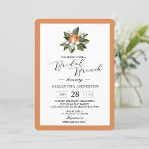 Invitación Naranja simple moderno y hoja verde 