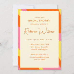 Invitación Naranja simple y lúdico Personalizado rosa ducha d