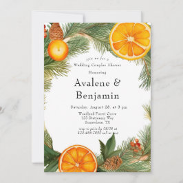 Invitación Naranja Slice Pine Wreath Bodas Ducha