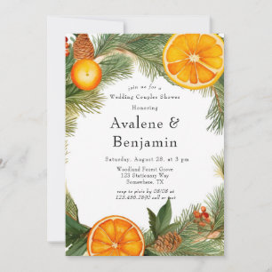 Invitación Naranja Slice Pine Wreath Bodas Ducha
