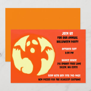 Invitación Naranja Spooky Halloween Ghostly Fiesta