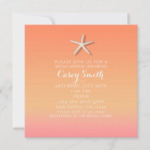 Invitación Naranja Starfish & Pink Beach Summer Bridal