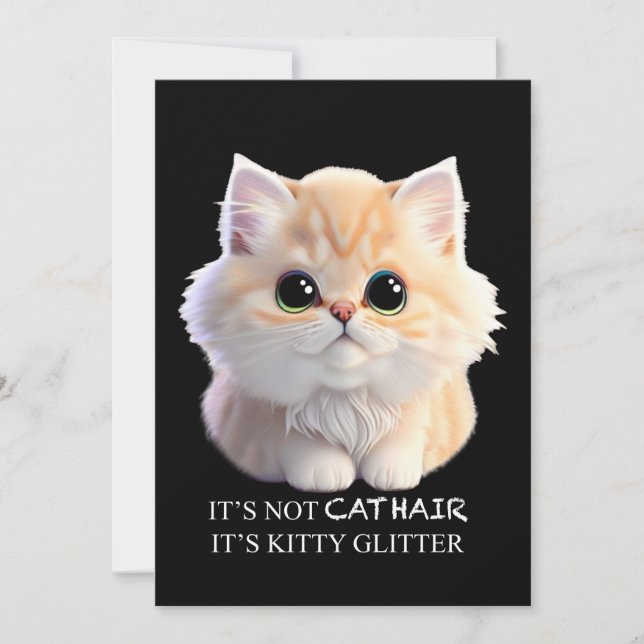Invitación Naranja suave y suave y gato gatito blanco (Anverso)
