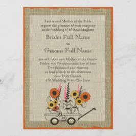 Invitación Naranja Sunflower Country Wagon Boda