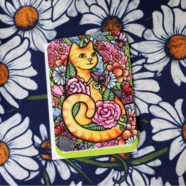 Invitación Naranja Tabby Cat Flower Garden (Subido por el creador)