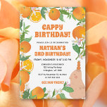 Invitación Naranja Tangerine Capybara Kids Fun Cappy Cumpleañ<br><div class="desc">Celebra el día especial de su hijo con nuestra vibrante Naranja Tangerine Capybara Kids Divertida Cappy Invitación de cumpleaños! Este diseño alegre cuenta con un borde adornado con grandes mandarinas, lo que le da un toque de encanto cítrico. Un simpático capibara por un lado añade un toque de fantasía a...</div>