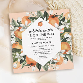 Invitación Naranja Tema Pequeño Cutie Baby Shower