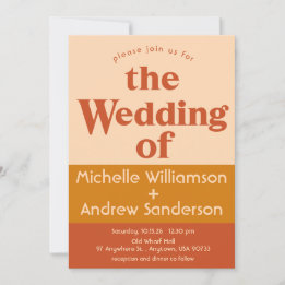 Invitación Naranja Terracota Moderno Retro 5x7