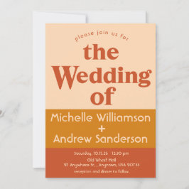 Invitación Naranja Terracota Moderno Retro 5x7