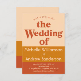 Invitación Naranja Terracota Retro moderno 3.5x5