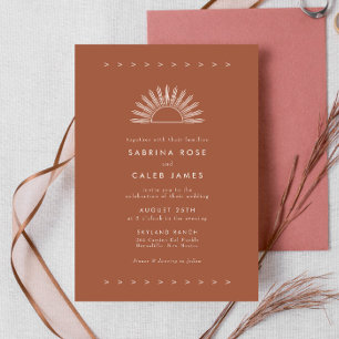 Invitación Naranja Terracotta Boda de Boho Desert Sun quemado
