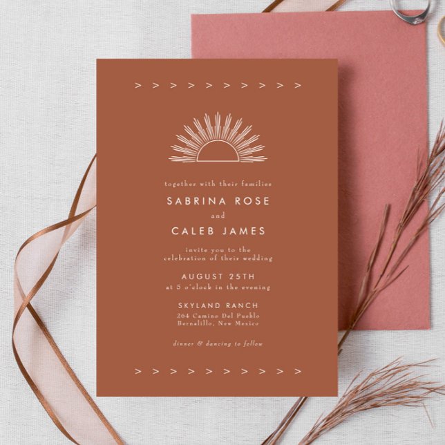Invitación Naranja Terracotta Boda de Boho Desert Sun quemado (Subido por el creador)