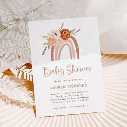 Invitación Naranja Terracotta Boho | Baby Shower arcoiris