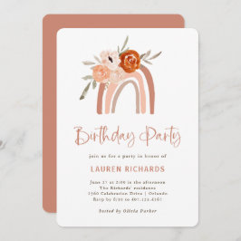Invitación Naranja Terracotta Boho | Fiesta de cumpleaños arc
