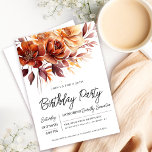 Invitación Naranja Terracotta Flores de otoño 30 cumpleaños<br><div class="desc">Las elegantes flores de color naranja de terracota crean un audaz arreglo floral en la parte superior de esta invitación de cumpleaños. Un sencillo guión le da un aire moderno.</div>