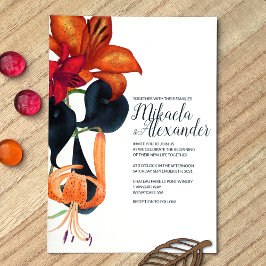 Invitación Naranja Tigre, Marina, Magenta Azul Matrimonio de 