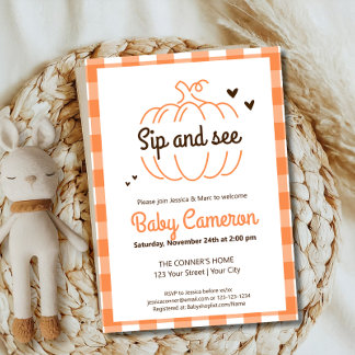 Invitación Naranja Tirar La Pareja De Calabaza De Caída Y Ver