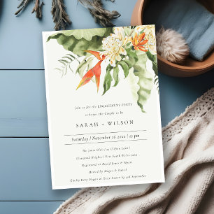 Invitación Naranja Tropical Compromiso Botánico de Leafy Verd