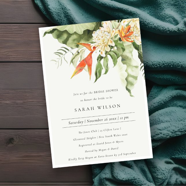 Invitación Naranja Tropical Ducha Botánica Verde Bridal (Subido por el creador)