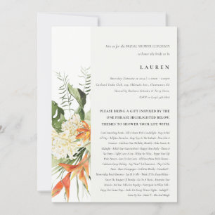 Invitación Naranja Tropical Leafy Botánica Bridal Shower