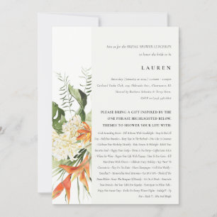 Invitación Naranja Tropical Leafy Botánica Bridal Shower