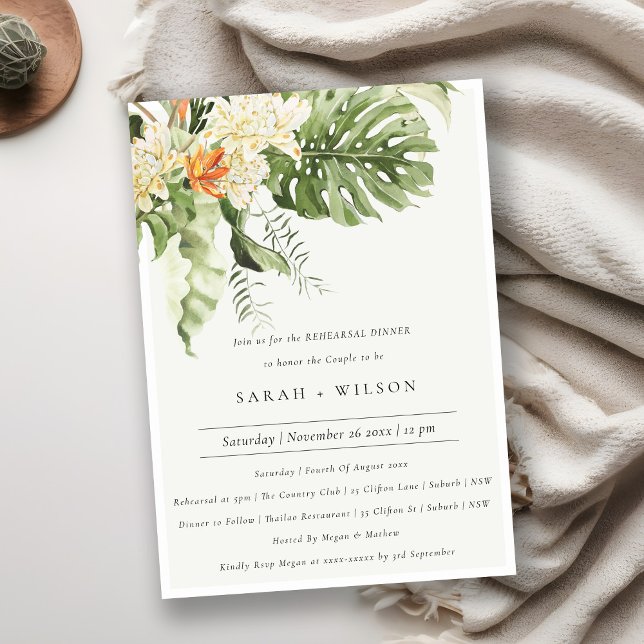 Invitación Naranja tropical Leafy Ensayo botánico Cena (Subido por el creador)