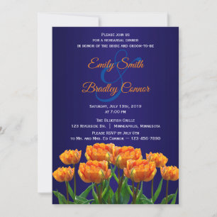 Invitación Naranja tulipanes en la cena de ensayo de Personal