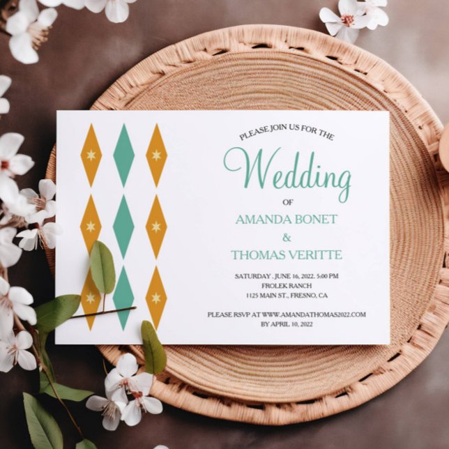 Invitación Naranja turquesa Estrella del Diamante Boda de med (Subido por el creador)