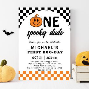 Invitación Naranja Un Chico Espeluznante Cumpleaños de Hallow