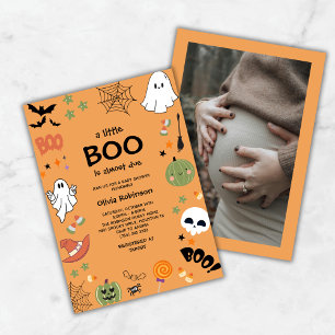 Invitación Naranja Un Pequeño Boo Cuesta Halloween Baby Showe