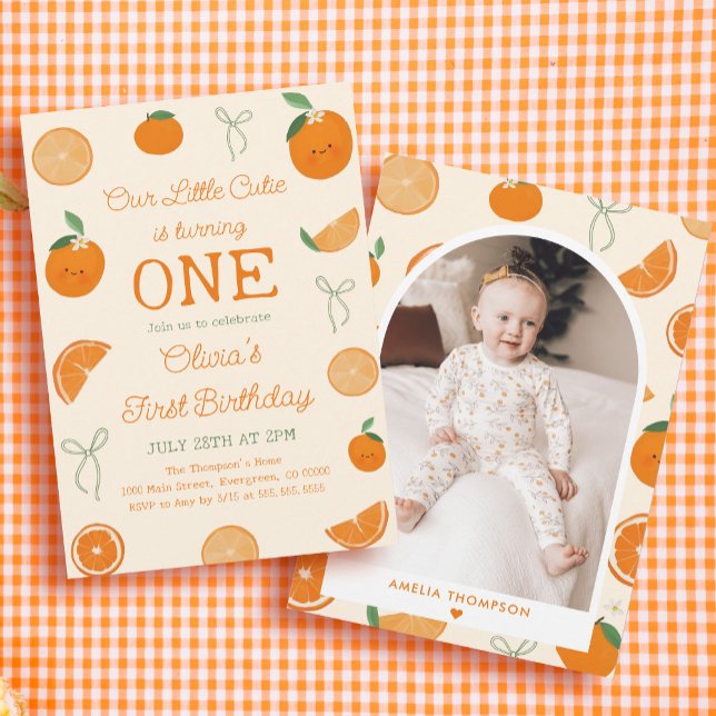 Invitación Naranja Un Pequeño Cita Fiesta de Cumpleaños (Subido por el creador)